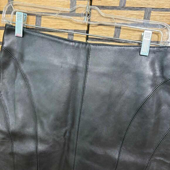 Bebe Black Genuine Leather Skirt Size 4 - Picture 3 of 11